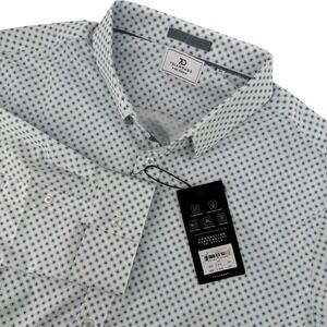 NWT 7Diamonds Maxson Mens XXL 2XL White Geometric Starburst 4-Way Stretch Shirt